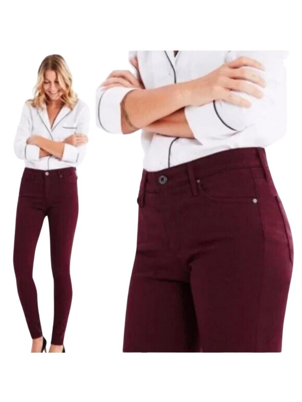 AG Farrah Burgundy High Rise Skinny Jean Size 32R